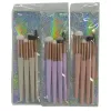 A set of makeup brushes with multiple rose gold handles in a colorful glitter packaging, a long-lasting beauty tool that won't smudge Item Picture